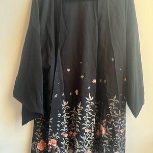 Black floral robe